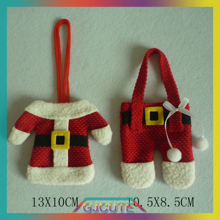 gjcute-6x-santa-suit-ผู้ถือช้อนส้อมคริสต์มาสบนโต๊ะอาหารเครื่องเงินกระเป๋าตกแต่ง