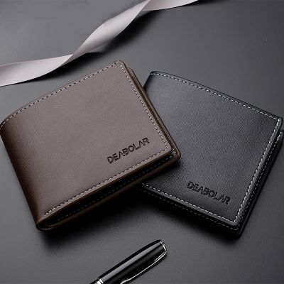 Hot Sale New Mens Wallet Casual Two-fold Short Horizontal Mens Wallet PU Solid Color Mens Open Coin Purse Luxury Brand Wallet