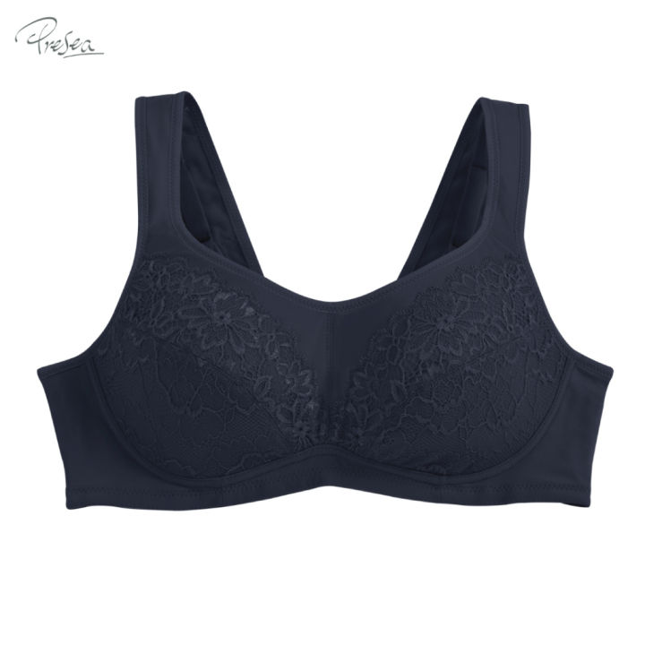 presea-บราไร้โครงตกแต่งลูกไม้-lace-bra-สีดำ-ma1503