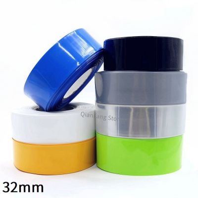 PVC Heat Shrink Tube 32mm Width Blue Multicolor Shrinkable Cable Sleeve Sheath Pack Cover for 18650 Lithium Battery Film Wrap