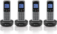 Motorola Voice T604 Cordless Phone System w/4 Digital Handsets, Speakerphone, and Call Block - Dark Grey Without Answering Machine 4 Handset