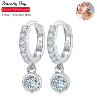 Serenity วัน0.61Cttw จริง D สี1.5มิลลิเมตร3.5มิลลิเมตรเต็ม Moissanite ต่างหูห่วงสำหรับผู้หญิง100 S925เงินสเตอร์ลิงเครื่องประดับ Fine