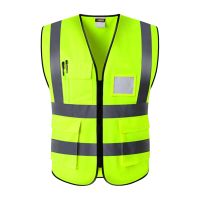 High Visibility Wear Resistant Foldable Waistcoat Night Construction Easy Clean Reminder Safety Vest Multi Pocket Reflective