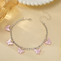 Fashion Jewelry Cute Simple Pink Butterfly Foot Chain Exquisite Punk Animal Anklet For Women Girl Bohemian Beach Accessories