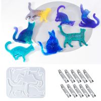 Diy Brooch Making Silicone Mould Cartoon Cat Shaped Crystal Epoxy Resin Mold Handcraft Jewelry Casting Molds Christmas Gift
