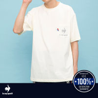 le coq sportif เสื้อเทรนนิ่ง ออกกำลังกาย ผู้ชาย สีขาว (T-shirt, เสื้อยืด, เสื้อออกกำลังกาย, lecoq, เลอค็อก)