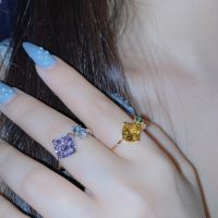 [COD] Versa 2022 new niche design high-end 5.0ct ring female high carbon yellow diamond live mouth