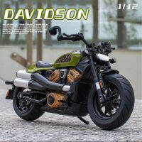 ไฟ1:12 Harley Davidson Sportster โมเดลมอเตอร์ไซค์อัลลอยแบบเสียงเบาของสะสมคนรักรถของขวัญโลหะของเล่นของเด็กผู้ชาย