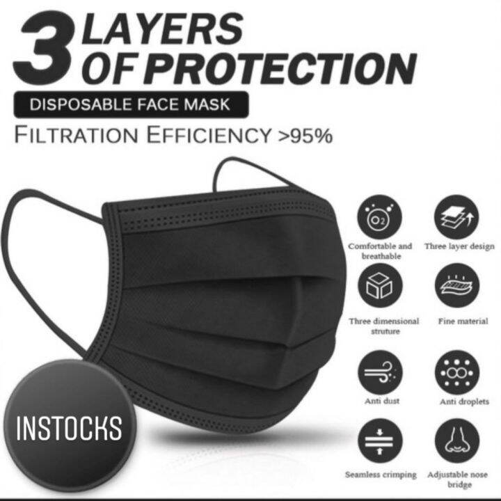 Black face Mask 50Pcs Lazada PH