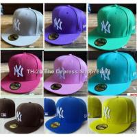 ﹍♛ New Style Ready Stock Fully Sealed Hat York Yankees Ny Baseball Cap Purple Blue Yellow Flat Brim Enclosed Size Hard Top Reverse Wear Street Dance Men Women Sports EGXL