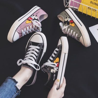 COD DSFGERERERER Ready Stock New Women Shoes Mickey Mouse Canvas Shoes Girl Breathable Casual Student Ulzzang Sneakers