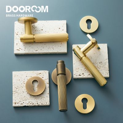 【CW】Dooroom ss Door Lock Set Modern Stripe Shiny Gold Interior Bedroom Bathroom Double Wood Door Lever Dummy Privacy Passage