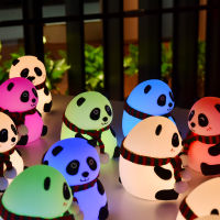 LED Night Light Touch Sensor Colorful Cartoon Panda Silicone Lamp Battery Powered Bedroom for Children Baby Kids Dropship