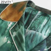 Zevity 2021 Women Vintage Color Matching Tie Dyed Printing Shirt Female Long Sleeve Kimono Blouse Roupas Chic Blusas Tops LS9411