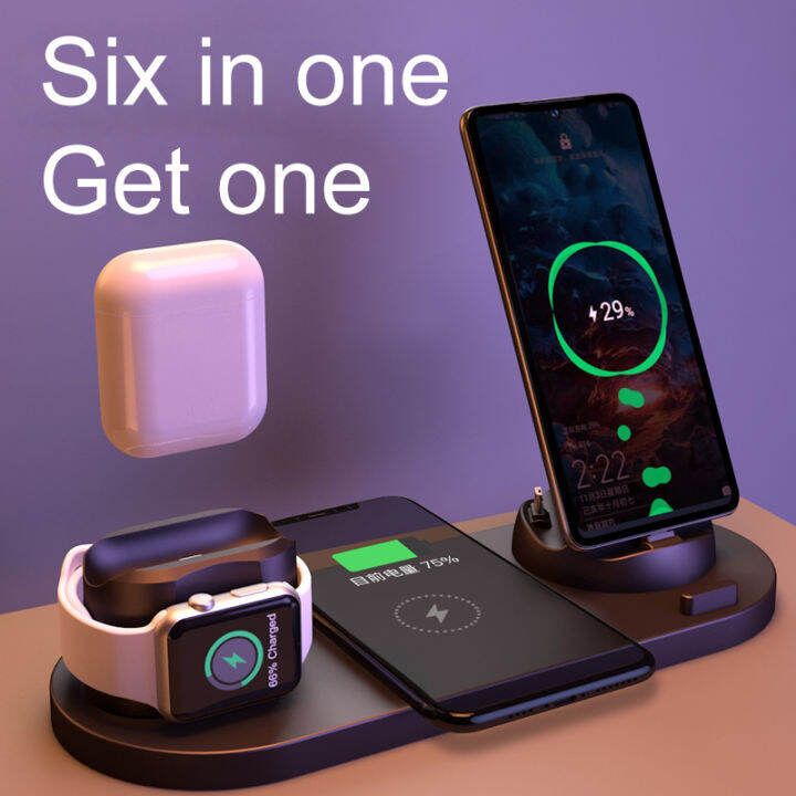 COD Wireless Charger 6 in 1 Wireless Charging Dock Android charger typec charger Compatible