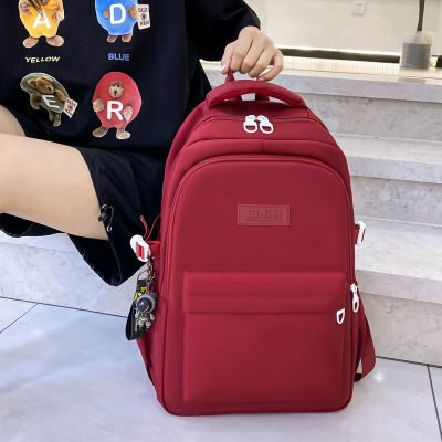 2023 New Street Fashion Solid Color Schoolbag Large Capacity Casual Backpack Male And Female Student Backpack 2023