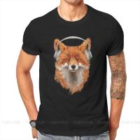 Smiling Musical Fox Fashion TShirts Music Art Male Style Fabric Streetwear T Shirt O Neck
