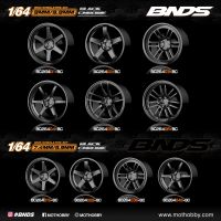 BNDS 1/64 ABS Wheels Black Chrome With Rubber Tires Assembly Rims Modified Parts for Model Cars Refitted Hotwheels Tomica MiniGT Die-Cast Vehicles