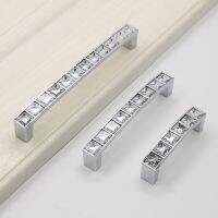 ◘☬❅ European Style Kitchen Drawer Cabinet Handles Inlaid with Crystal Simple Wardrobe Cupboard Handles for Furniture