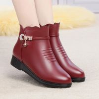 20212021 Women Rhinestone Modern Boots Platform Winter Warm Ankle Boots Plus Fleece Casual Shoes Botas Mujer Comfy Shoe Black Size41