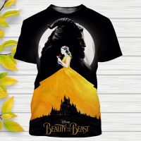 Disney T-Shirts Beauty And The Beast Cartoon Anime 3D Print Streetwear Men Women Casual Fashion Oversized T Shirt Kids Tees Tops