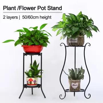 2 Layers Flower Stand Metal Plant Pot Stand Flower Display Shelf