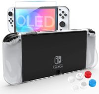 เคส HEYSTOP สำหรับสวิทช์ OLED เคส TPU แบบนิ่มสำหรับ JoyCon รุ่น OLED และอุปกรณ์ป้องกันเคส PC แบบแข็งสำหรับคอนโซล OLED สวิตช์