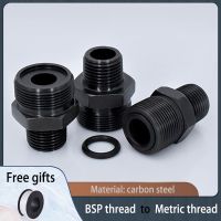 Carbon Steel Thread Fitting Inch Taper Thread to Metric O-ring Direct Oil pipe connector Hydraulic Fittings BSP 1/8 1/4 3/8 1/2