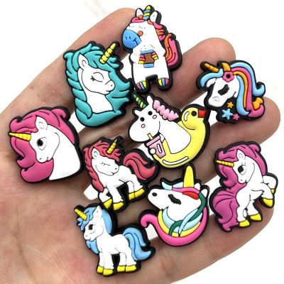 Single Sale Cute Unicorn PVC Shoe Buckle Accessories Funny DIY Shoes Decoration Fit Pins Jibz For Crocs Charms Kids X-mas Gift