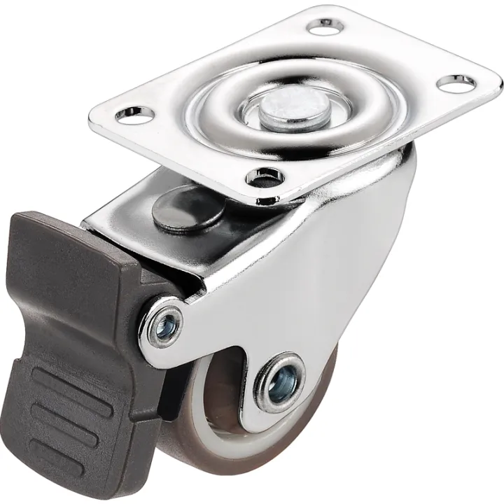 1inch silent universal pulley with brake roller 1.5inch rubber