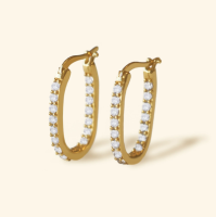 Shependence ต่างหูห่วงคริสตัล88 (Full Crystal Oval Shape Hoop Earrings)