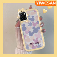 เคส Chenyyyka สำหรับ VIVO Y15s Y15a เคส Y01การ์ตูนน่ารักสีม่วงสีชมพูมิกกี้เมาส์สีสันสดใสขอบเคสโทรศัพท์โปร่งใสเลนส์กล้องถ่ายรูปมอนสเตอร์ตัวเล็กเคสกันกระแทกกันกระแทก