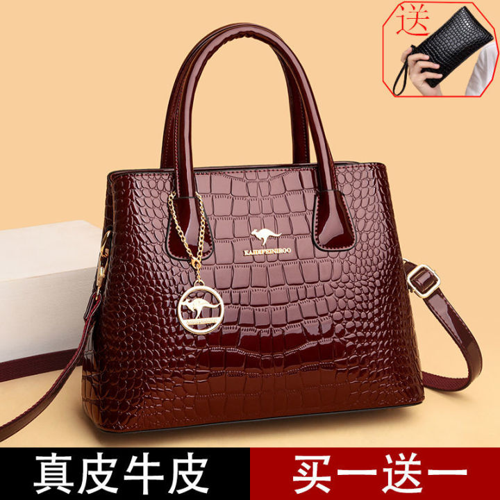 Authentic Kangaroo Genuine Leather Middle aged Mom's Bag 2023 New