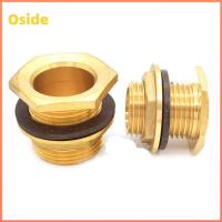 OSIDE 2pcs 1/2 "3/4" 1" ขั้วต่อถังน้ำทองเหลือง ด้ายสำหรับผู้ชาย ฟันด้านนอก กั้นน็อตเชื่อม อุปกรณ์เสริมปืนซักผ้า พร้อมปะเก็น อะแดปเตอร์ท่อระบายน้ำถังเก็บน้ำ ปืนล้างรถยนต์