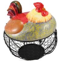 Iron Egg Storage Basket Snack Fruit Basket Collection Rooster Ornaments Decoration Kitchen Accessories,Color Rooster