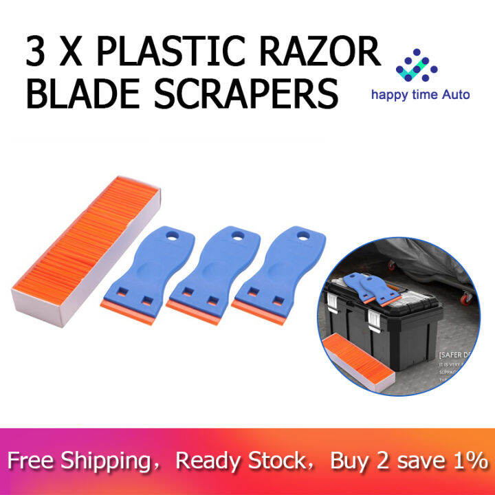 3PCS Razor Blades Scraper with 100PCS Plastic Razor Blades