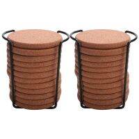 2X Cork Coasters with Lip for Drinks Absorbent Thick Rustic Saucer with Holder Heat &amp; Water Resistant Best Reusable