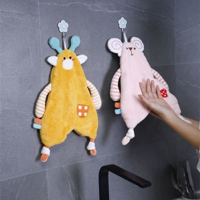 Cartoon Animals Hand Towel Soft Coral Fleece High Quality Absorbent Skin Friendly Childrens Handkerchief Kitchen Bath Towels