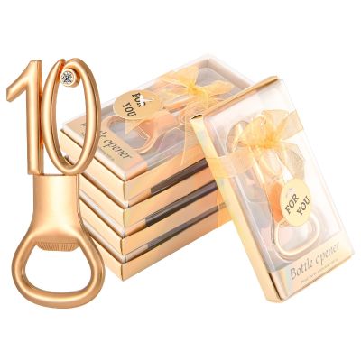 ┋✆ 1pc Golden Number 10 Beer Bottle Opener Presents Souvenir Bar Party Gifts Bottle Opener 10th Anniversary Birthday Party Gifts