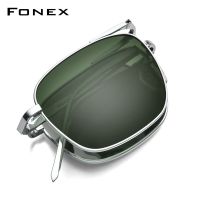 FONEX Pure Titanium Polarized Sunglasses Men Folding Classic Square Sun Glasses for Men New High Quality Male Shades 839 Decanters