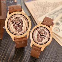 ⌚ นาฬิกา Wooden leisure watches personality wood table skulls Shi Yingmu brown belt watch