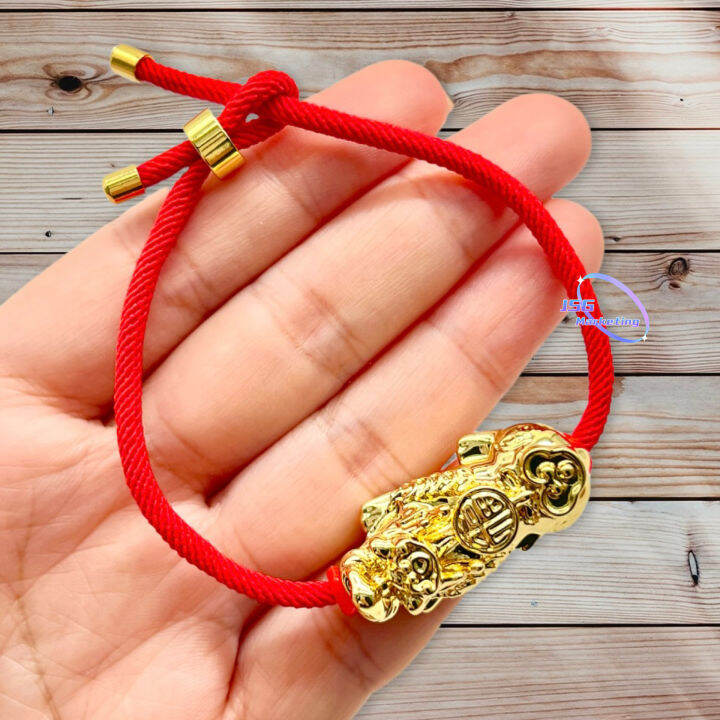 Pixiu Piyao Red String 24k Gold Plated Lady Lucky Bracelet Good for