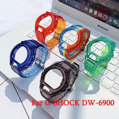 ♞✼ สายเรซิ่น เคส สำหรับ Casio G-SHOCK DW-6900 สร้อยข้อมือ สายรัดข้อมือ สีสัน สายนาฬิกากันน้ำ โปร่งใส Tpu Band สำหรับ DW6900