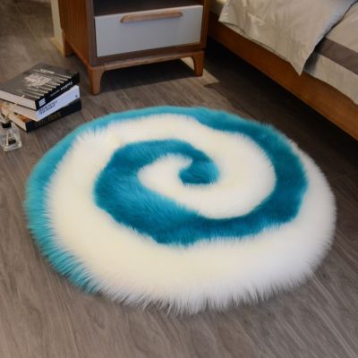 40cm Circle candy Design Shaggy Carpet Artificial Sheepskin Wool Faux Fluffy Mats Cute Area Rug Children Room Carpet Home Decor