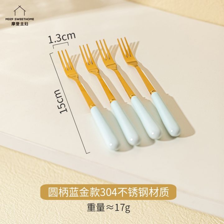 durable-and-practical-muji-modern-housewife-fruit-fork-set-household-light-luxury-storage-tank-child-safety-small-fork-stainless-steel-fruit-pick