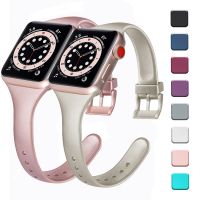 Tali Silikon Ramping untuk Apple Watch Band 7 6 5 4 3 2 SE Gelang 38MM 42MM 44MM 40MM Soft Wrsitband untuk IWatch 41Mm 45Mm Correa