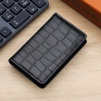 Spot Crocodile Pattern Genuine Leather Metal Business Card Case Genuine Leather Business Card Holder With Laser Logo Top Layer C Card Holders