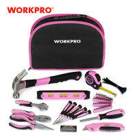 WORKPRO 103ชิ้นสีชมพูชุดเครื่องมือสุภาพสตรีมือชุดเครื่องมือที่มีง่ายต่อการพกพากระเป๋าบ้านชุดเครื่องมือสำหรับ DIY บำรุงรักษาบ้าน