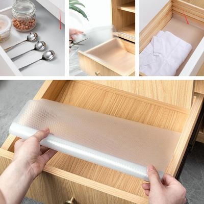 Clear Waterproof Oilproof Shelf Cover Mat Drawer Liner Cabinet Non Slip Table Adhesive For Kitchen Cupboard Refrigerator