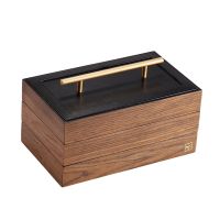 Wood Storage Rectangle Box Black Walnut with Lock